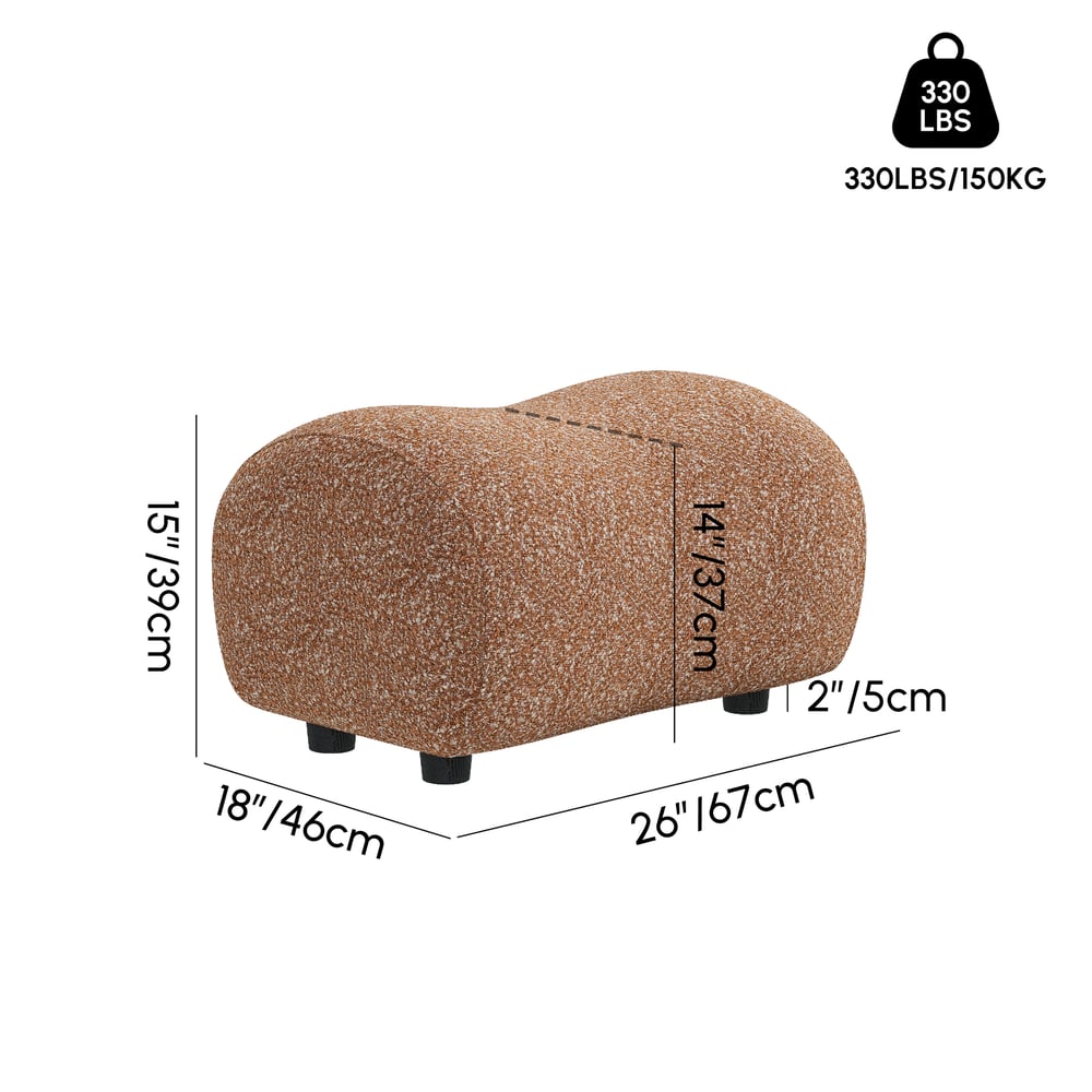 15" Boucle Curve Ottoman weights dimensions image