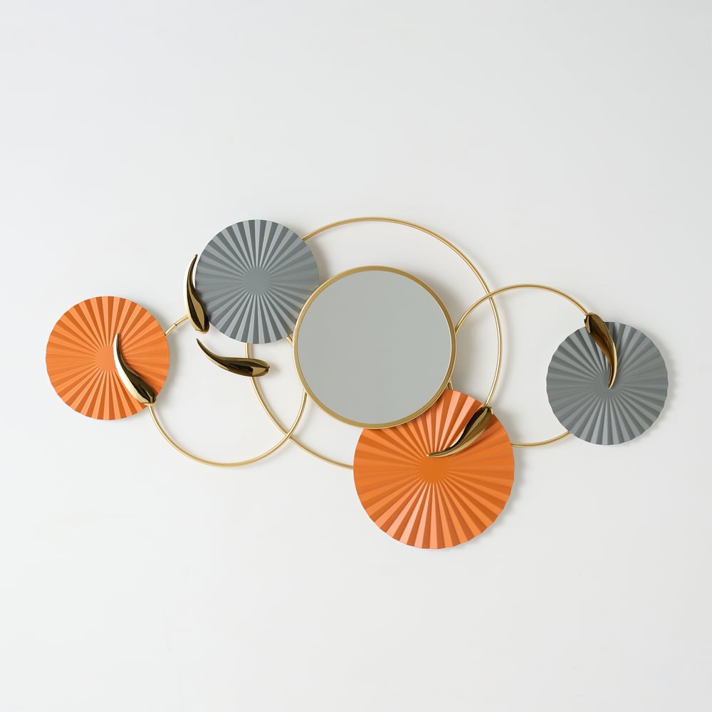 46" Modern Wall Mirror – Geometric Iron Art Decorative Mirror window image