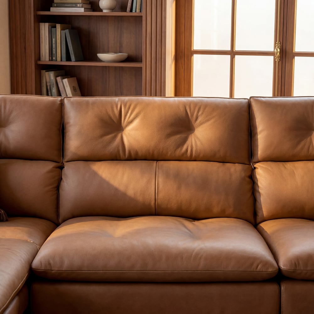 126" 3-Seater Genuine Leather Power Convertible Sleeper Sofa window image