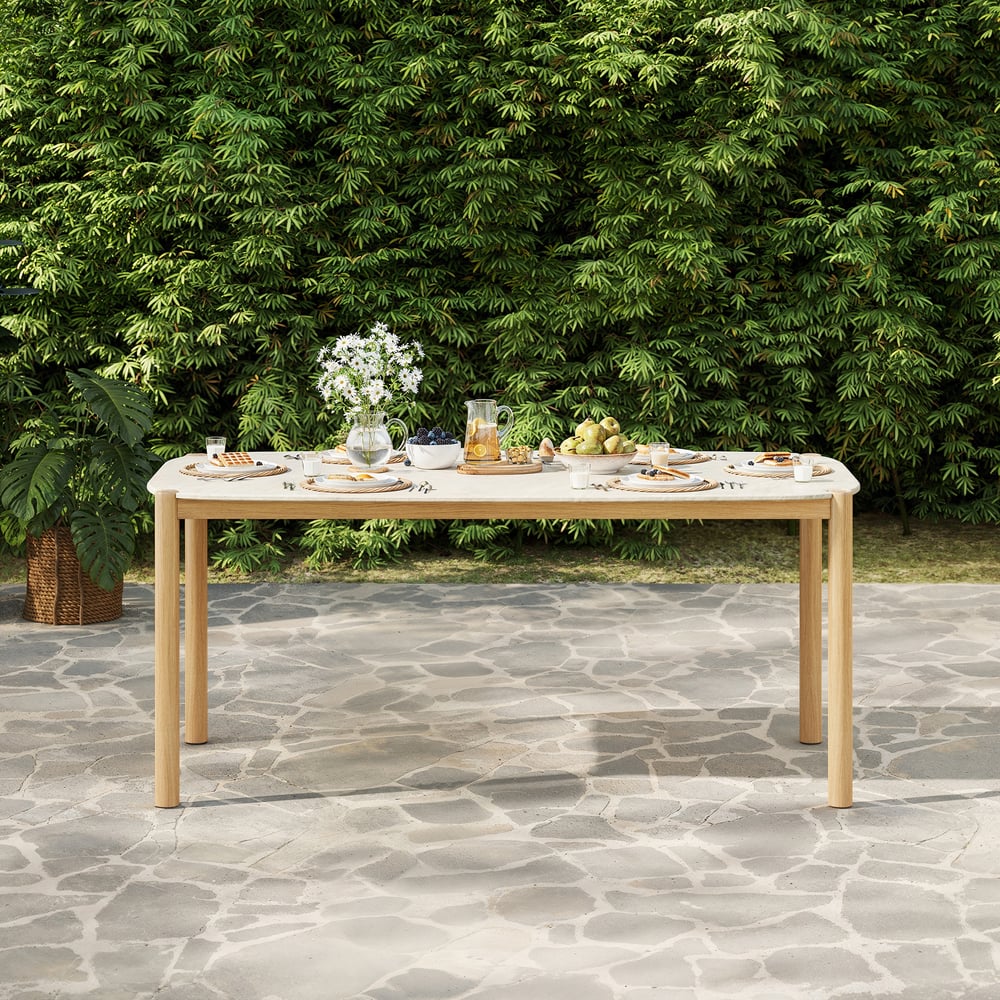 Boheva Outdoor Concrete & Teak Outdoor Dining Table window image