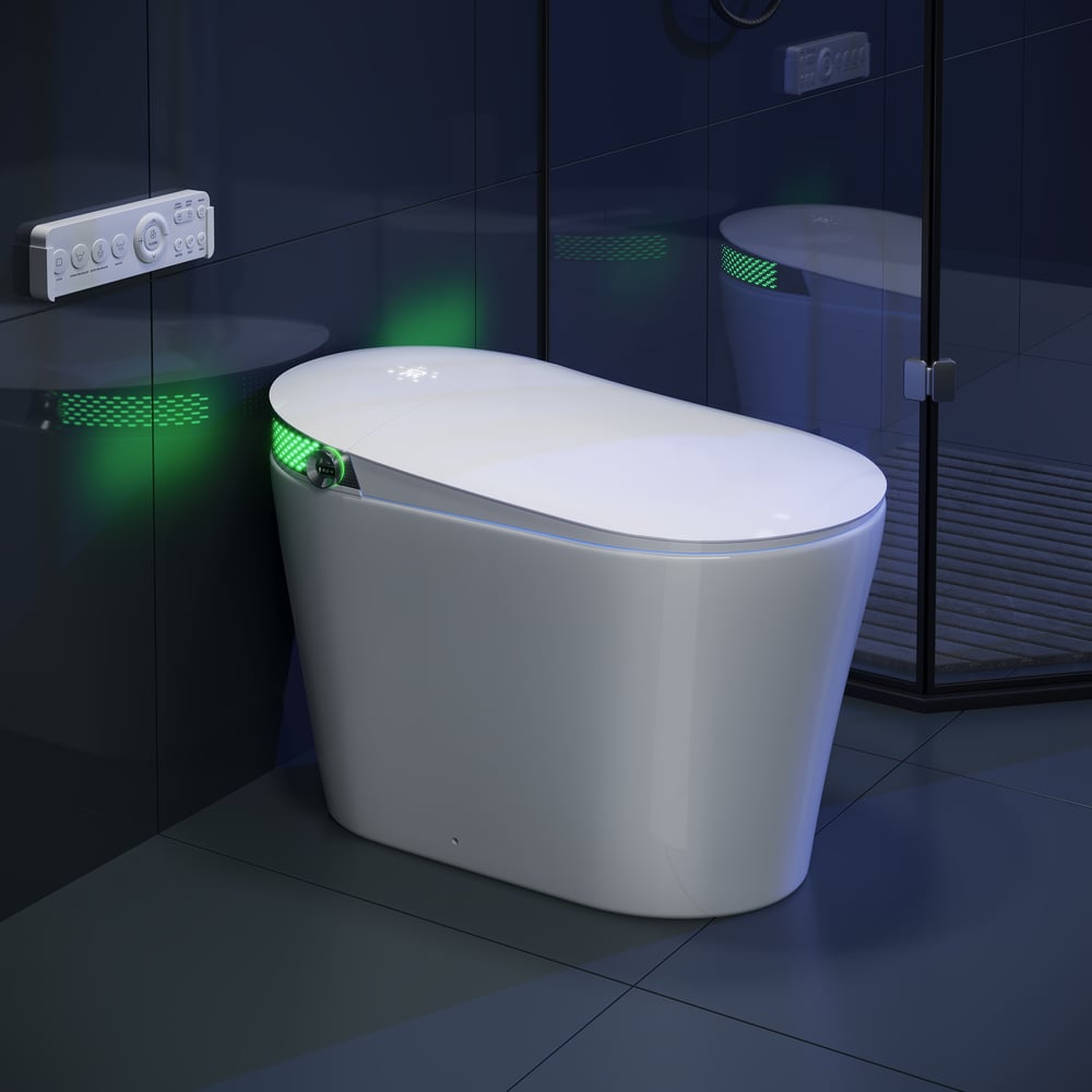 Inodoro Inteligente Bidet Glowin K5 con Apertura Automática, Tanque Integrado, Asiento para Niños, Altura de Silla, CE, 1.28 GPF Imagen de ventana
