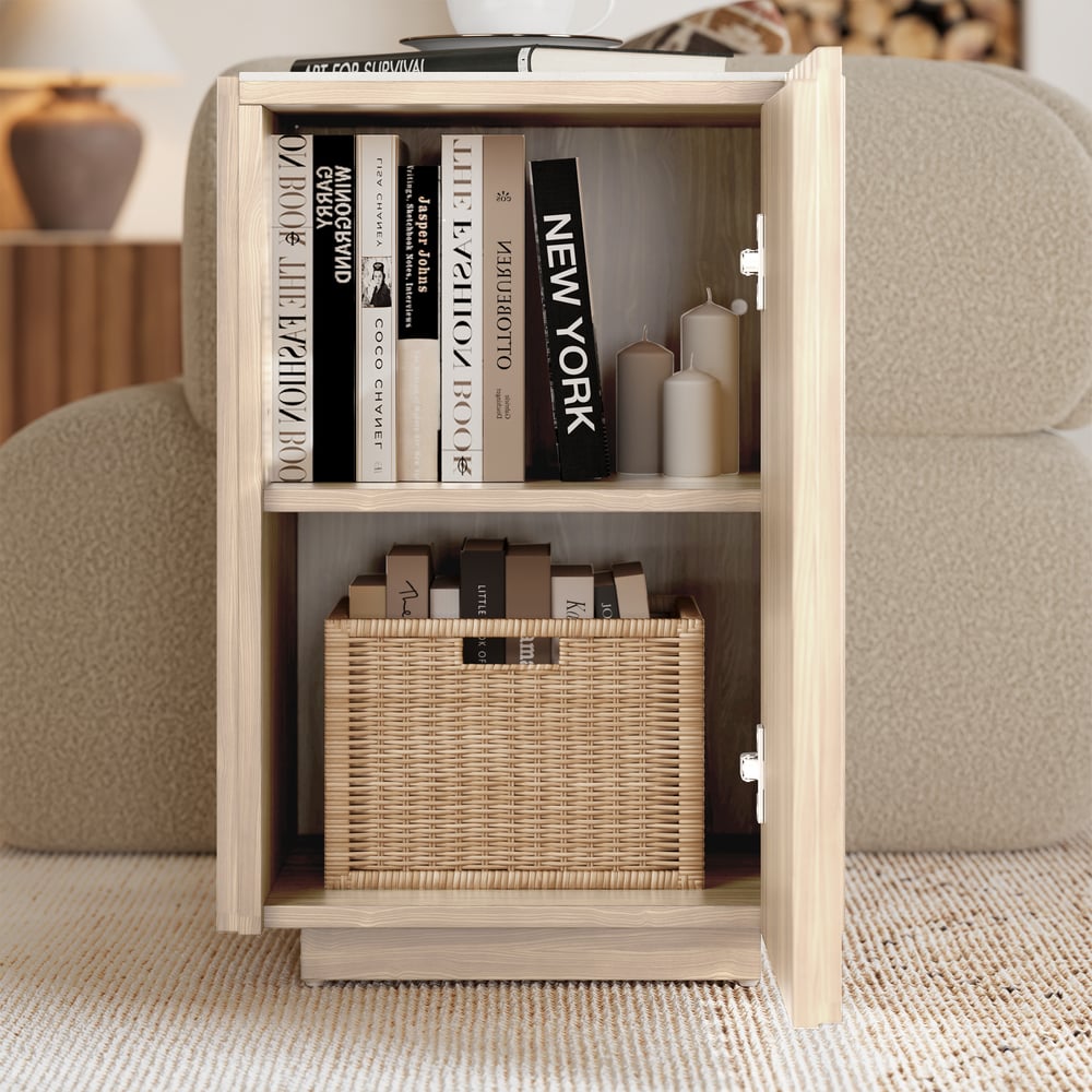 Aura Ash Wood Fluted Washwhite Side Table with Sintered Stone Top window image