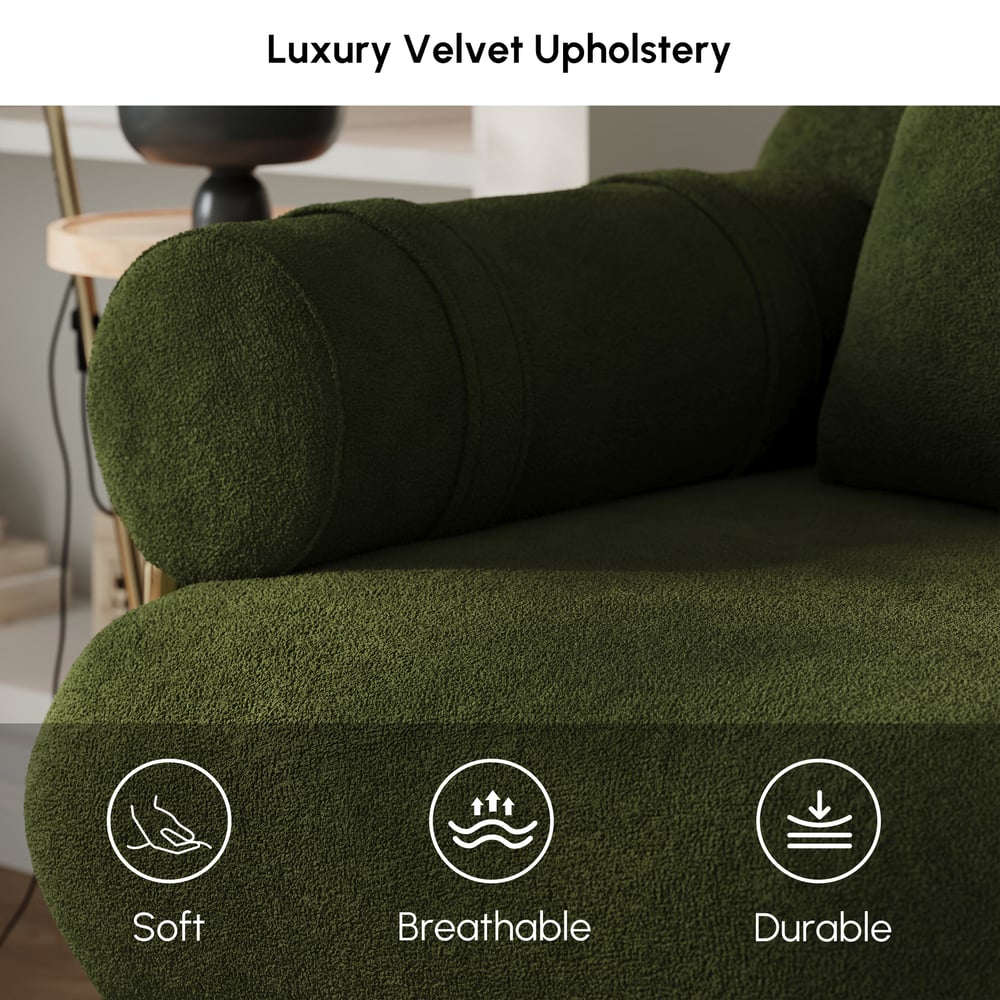 Canapé-lit convertible Humply 170 cm 2 places en velours chenille 4 en 1 image de fenêtre