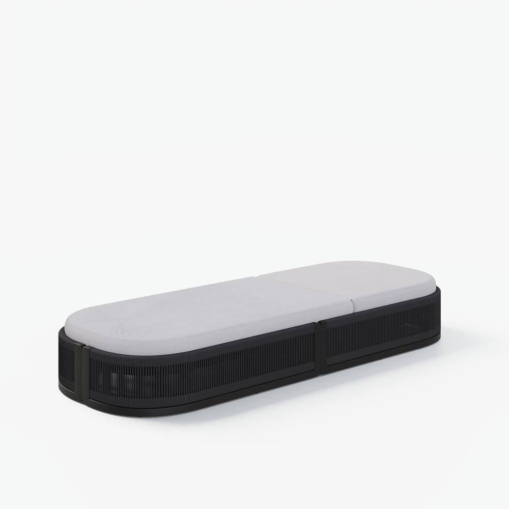 Costra Outdoor Aluminum & Rope Weave Reclining Chaise Lounge in Black window image