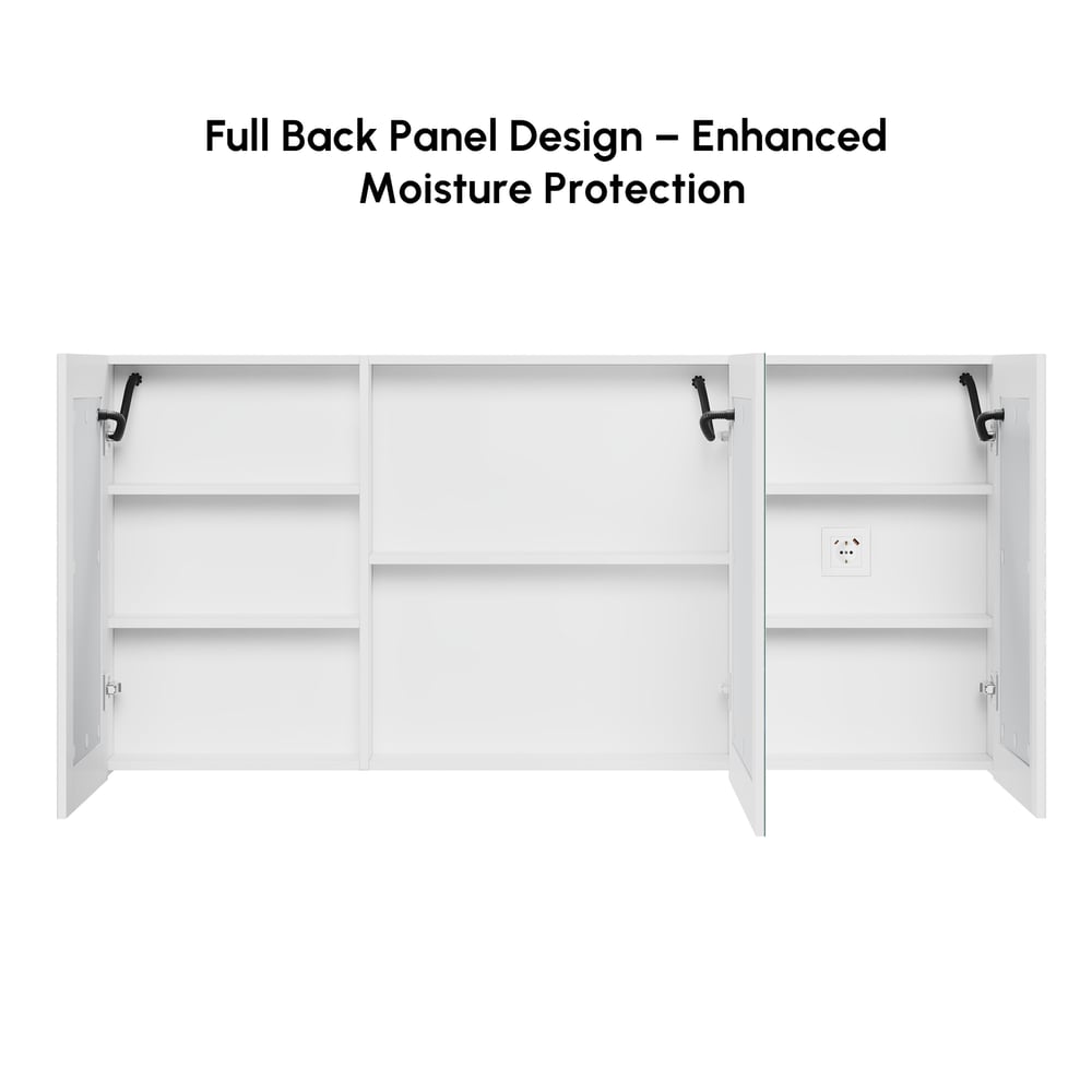 Armoire de toilette LED de 150 cm avec fonction anti-buée et éclairage tricolore dimmable image de fenêtre