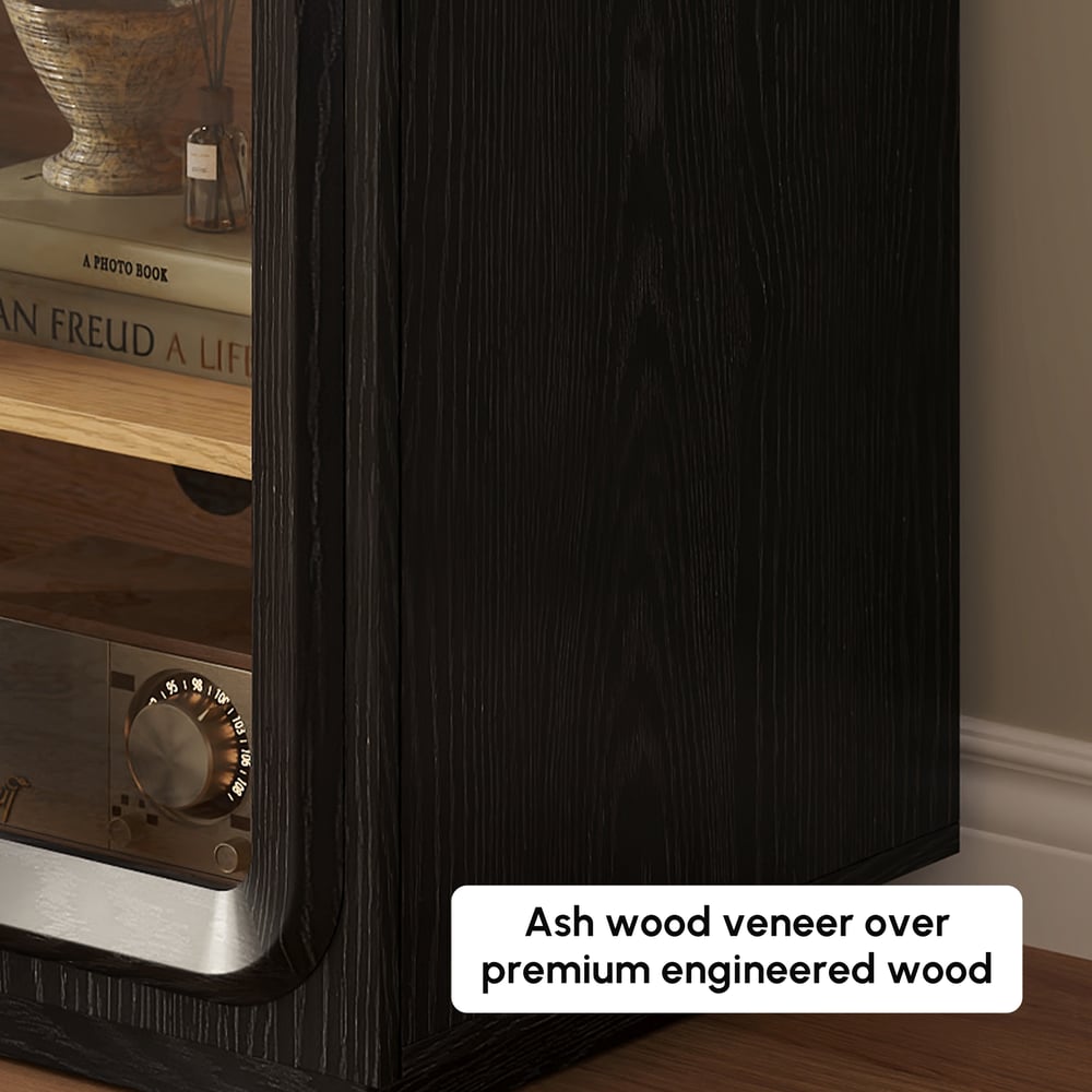 Soporte de TV de 94" con gabinete de cómoda con almacenamiento y LED Imagen de ventana