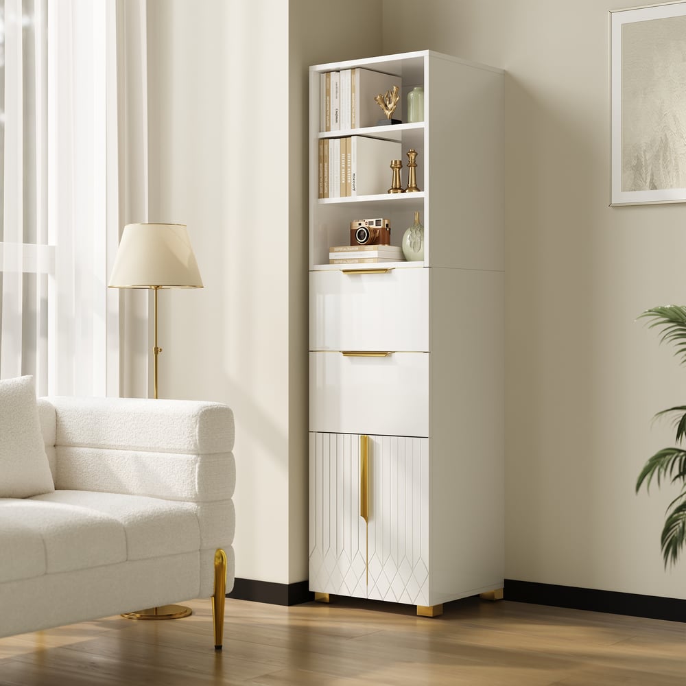 Aro 59" Freestanding Bathroom Storage Cabinet with Shelves, Drawers & Doors window image