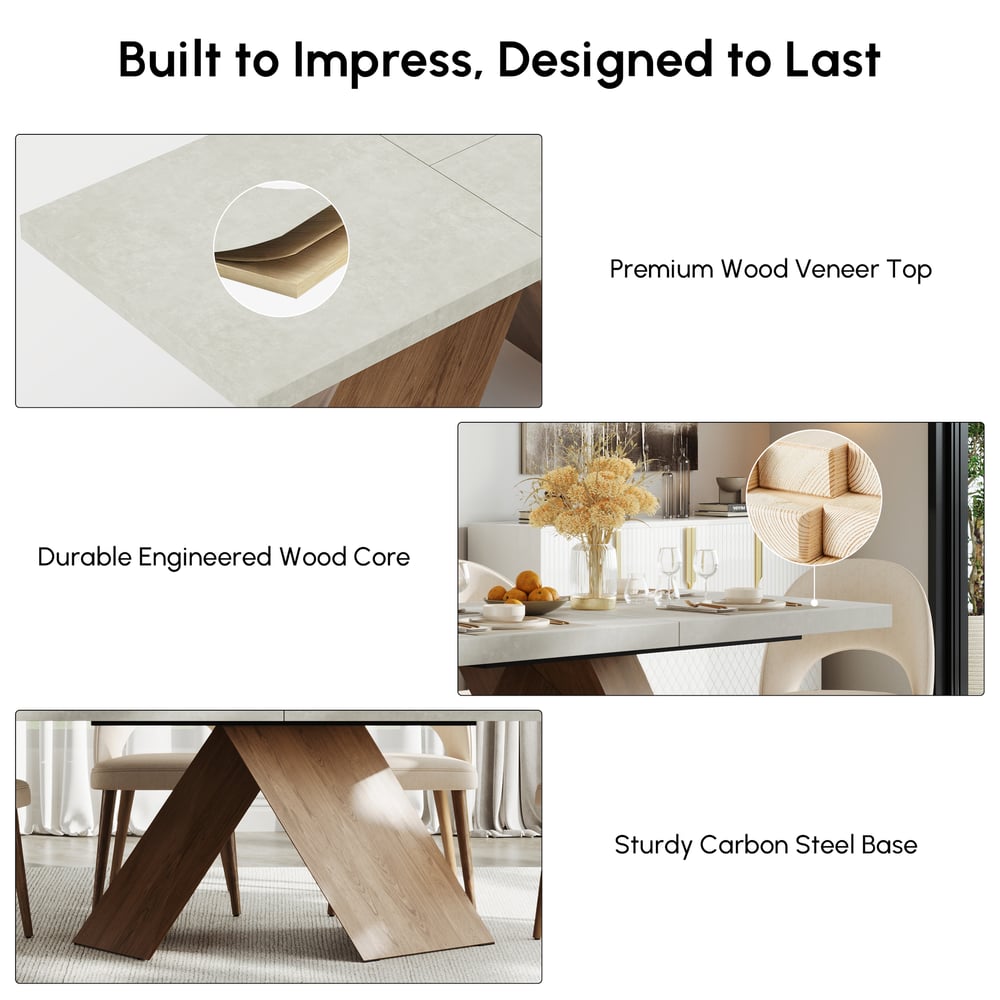 Dining Set 63"-79" Extendable Wood Dining Table with 4 Chairs window image