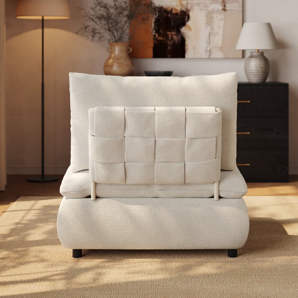 36" Chenille Slipper Accent Chair with Hidden Storage & Removable Backrest window image
