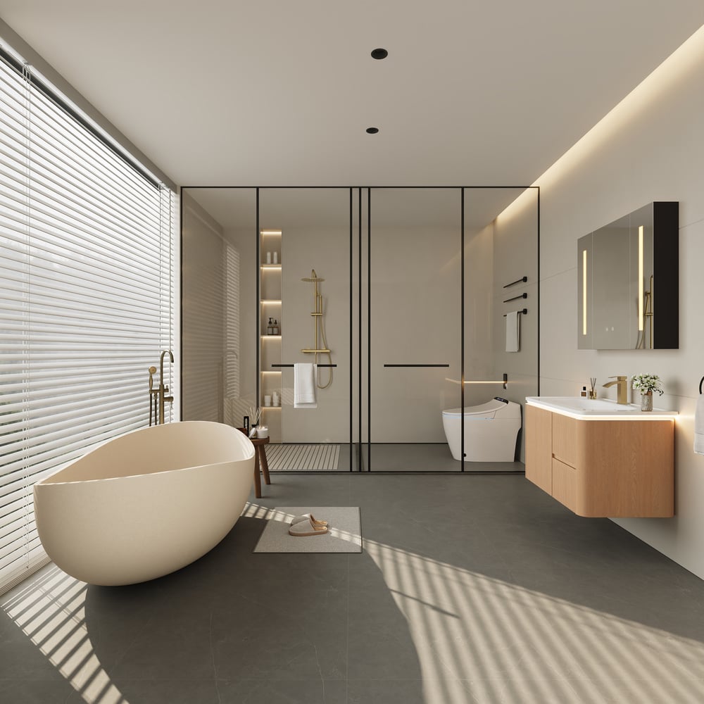 Modern  32" Floating Bathroom Vanity  with Sink, LED Light, Ample Storage window image