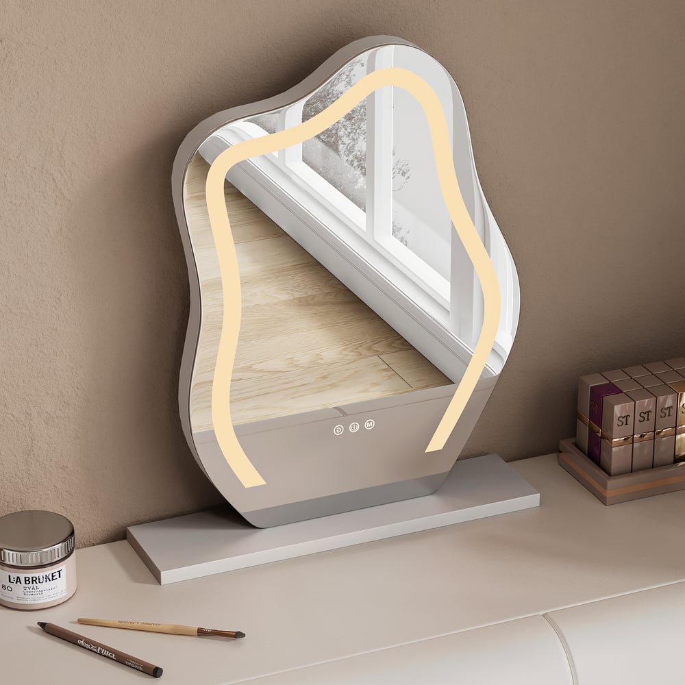 Humply White Extendable Leather Makeup Vanity Set with Mirror (48"- 83") window image