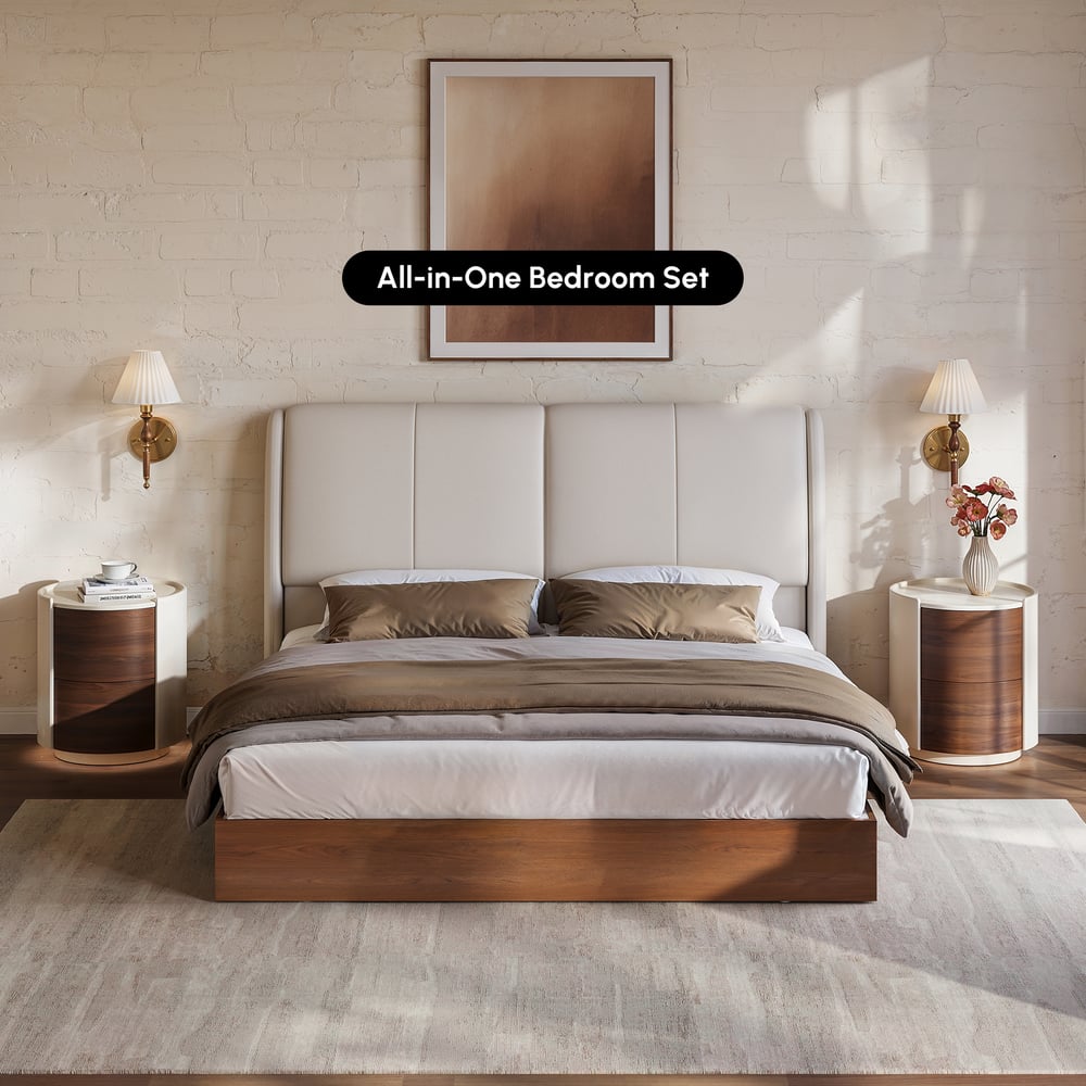 King Genuine Leather Storage Bed with Adjustable Headboard window image