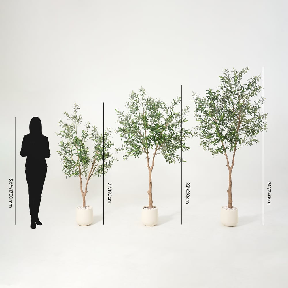 6 ft. Artificial Olive Tree with Planter and Decorative Pebbles weights dimensions image