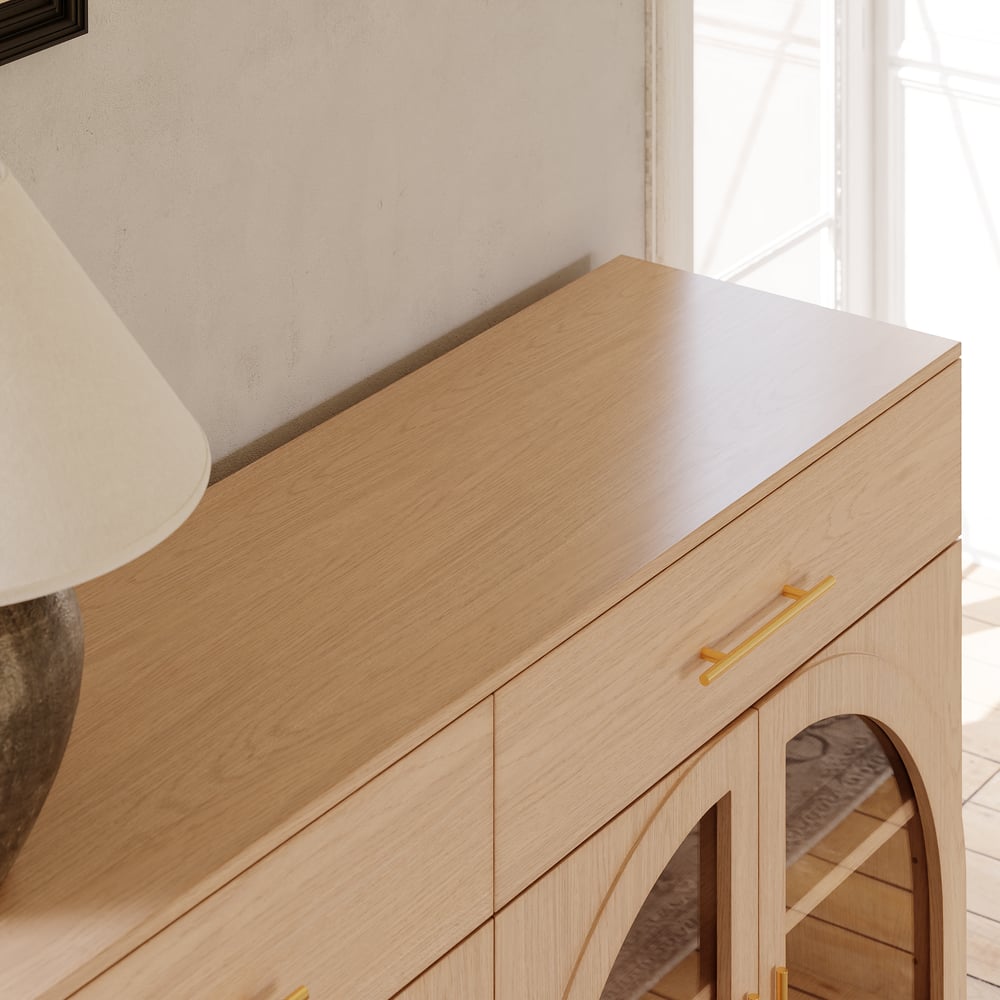 Arune 63" Natural Wood Sideboard with Storage & LED Lights window image