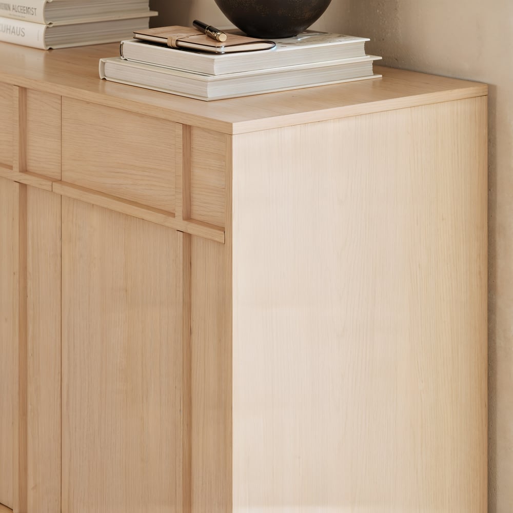 Mid Century Modern 60" Natural Wood Sideboard with Storage & Adjustable Shelves window image
