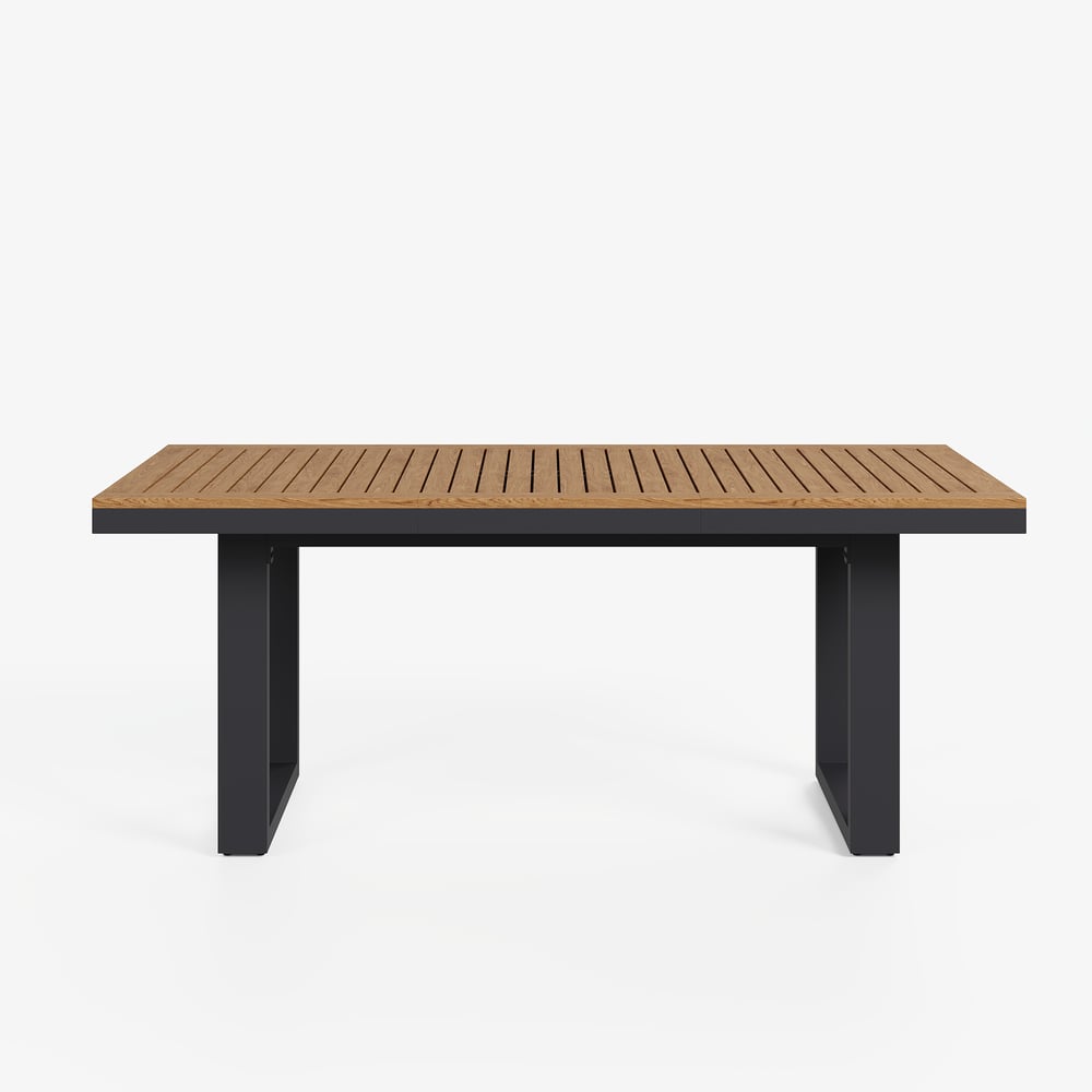 Tevara 6-Person Rectangle Teak & Aluminum Outdoor Patio Dining Table in Dark Gray window image