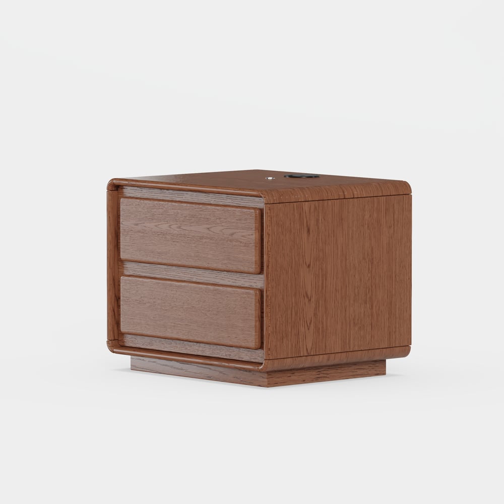 Haloa Walnut 2-Drawer LED Nightstand with Charging Station window image