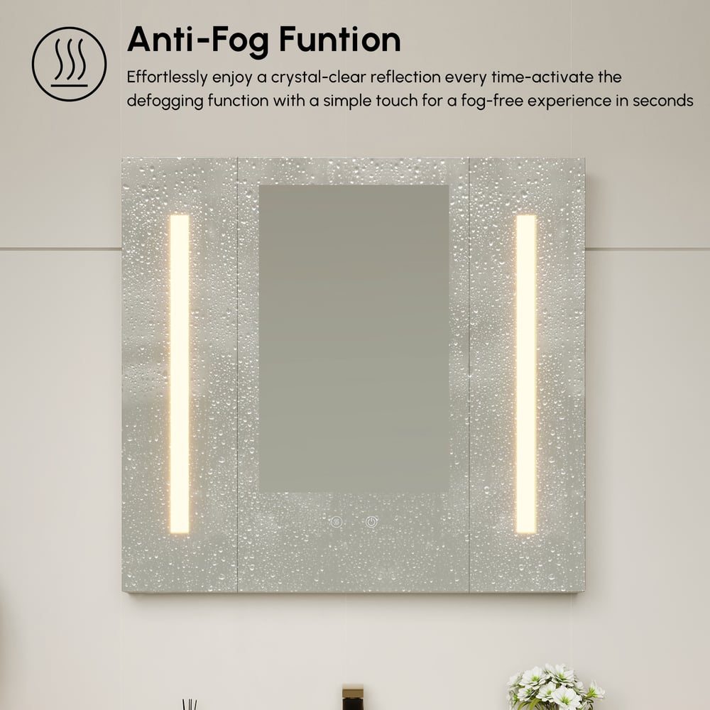 Modern 31.5" Wall-mounted LED Bathroom Medicine Cabinet Vanity Mirror with Storage window image