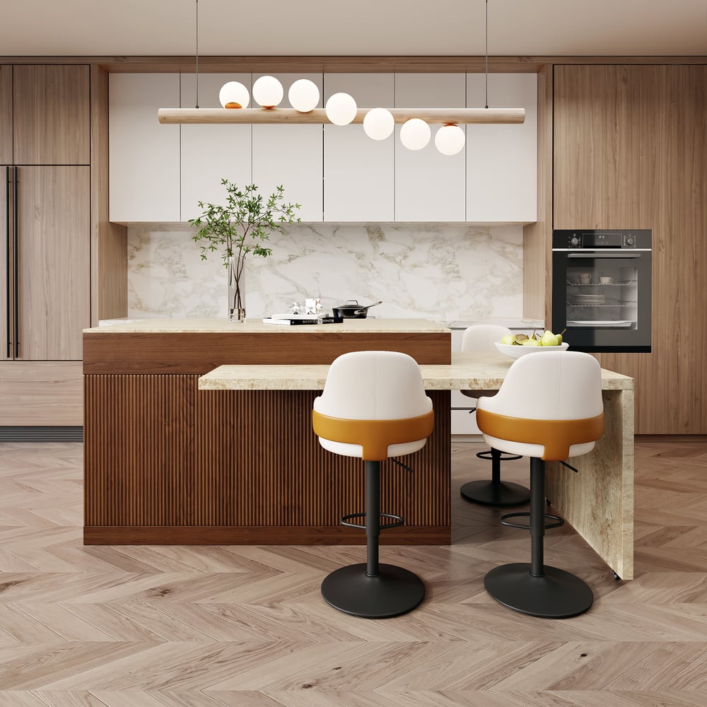 Îlot de cuisine en bois extensible de 81'' à 112'' avec rangement, Noyer image de fenêtre