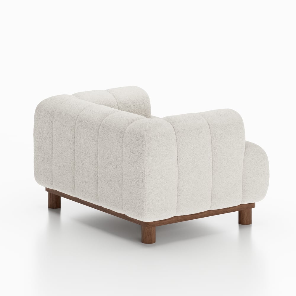 49" Boucle Lounge Accent Chair with Armrest and Wood Legs window image