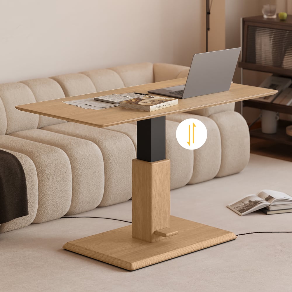 120 cm Natural Veneer Pedal-Control Lift-Top Coffee Table window image