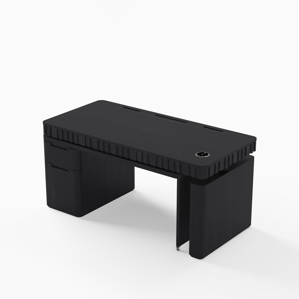 Bureau Aura 160 cm Noir Cannelé à Rotation 360 Degrés Bureau Debout Électrique Réglable image de fenêtre