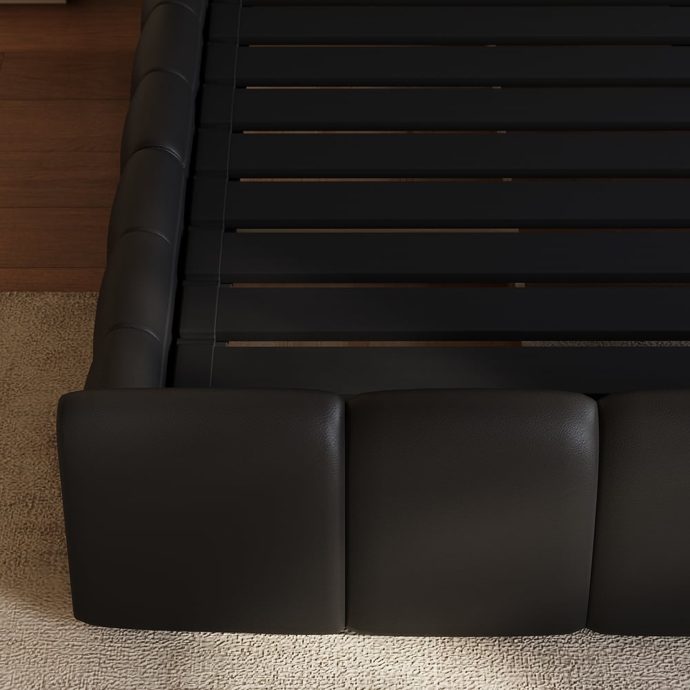 Humply Queen Black Faux Leather Storage Bed with Drawers window image