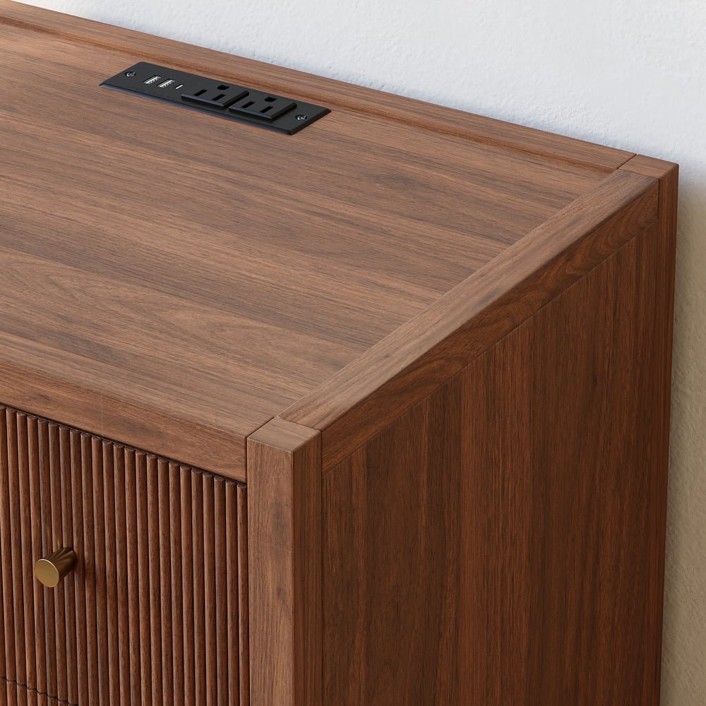 Stria 47" Fluted Natural 6-Drawer Dresser with Charging Station window image