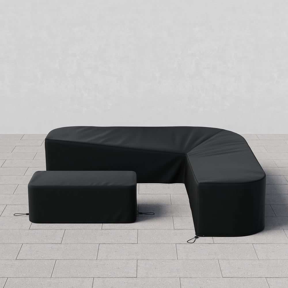 600D 2-Pieces Polyester Weatherproof Outdoor Patio Furniture Set Covers in Black window image