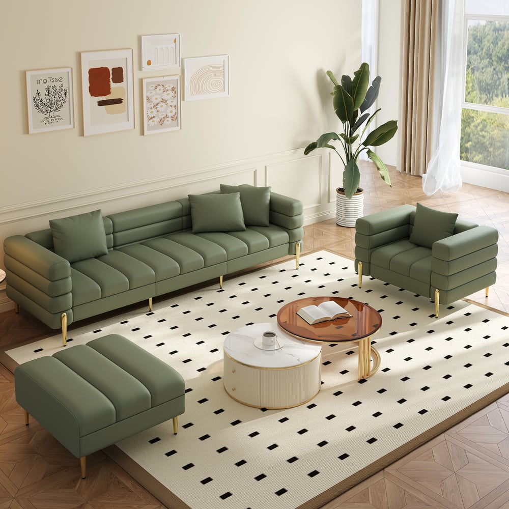 Axial 3-Piece Sofa Set of Chaise Sofa with Ottomans & Accent Chair window image