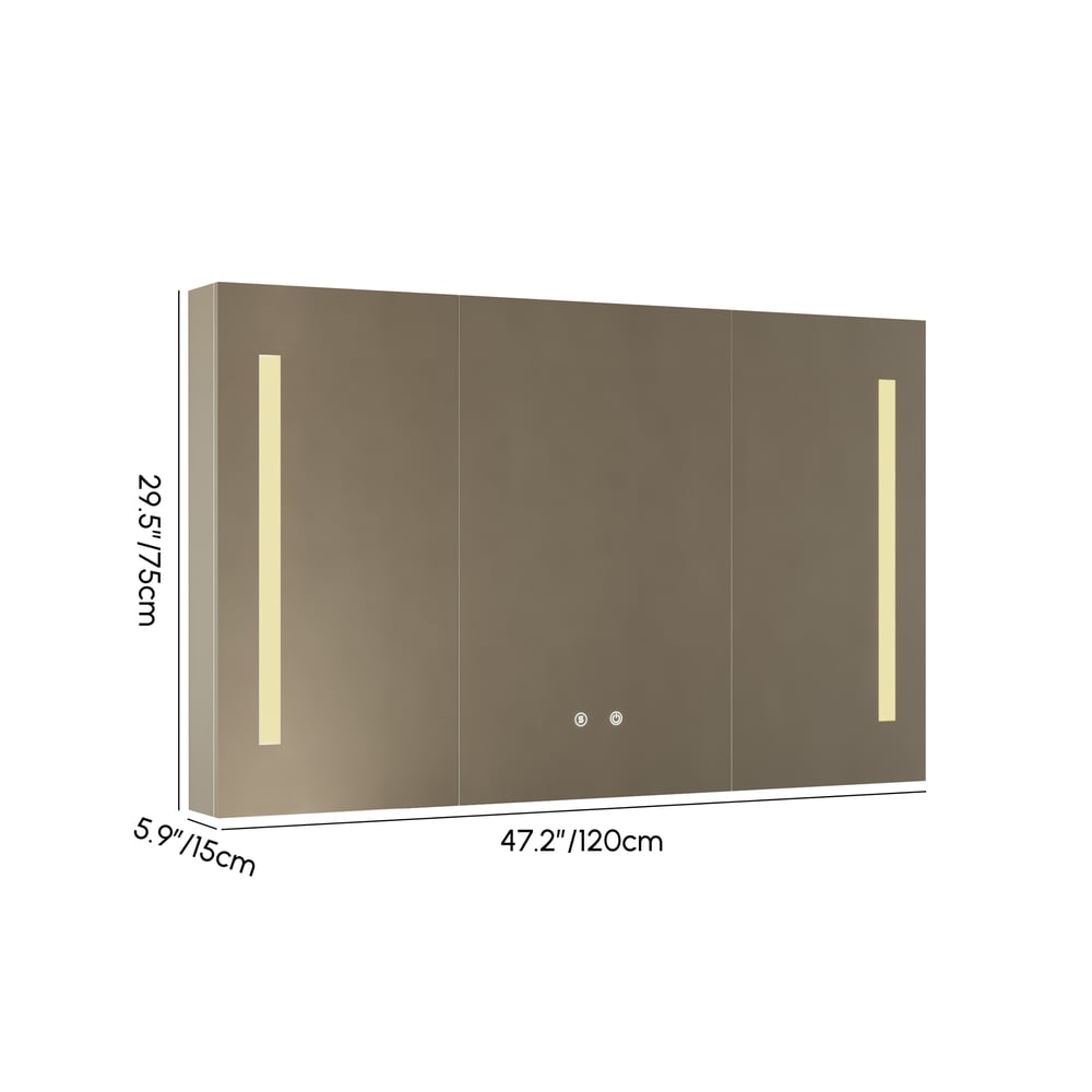 120cm Modern Wall-mounted LED Bathroom Medicine Cabinet Vanity Mirror with Storage weights dimensions image