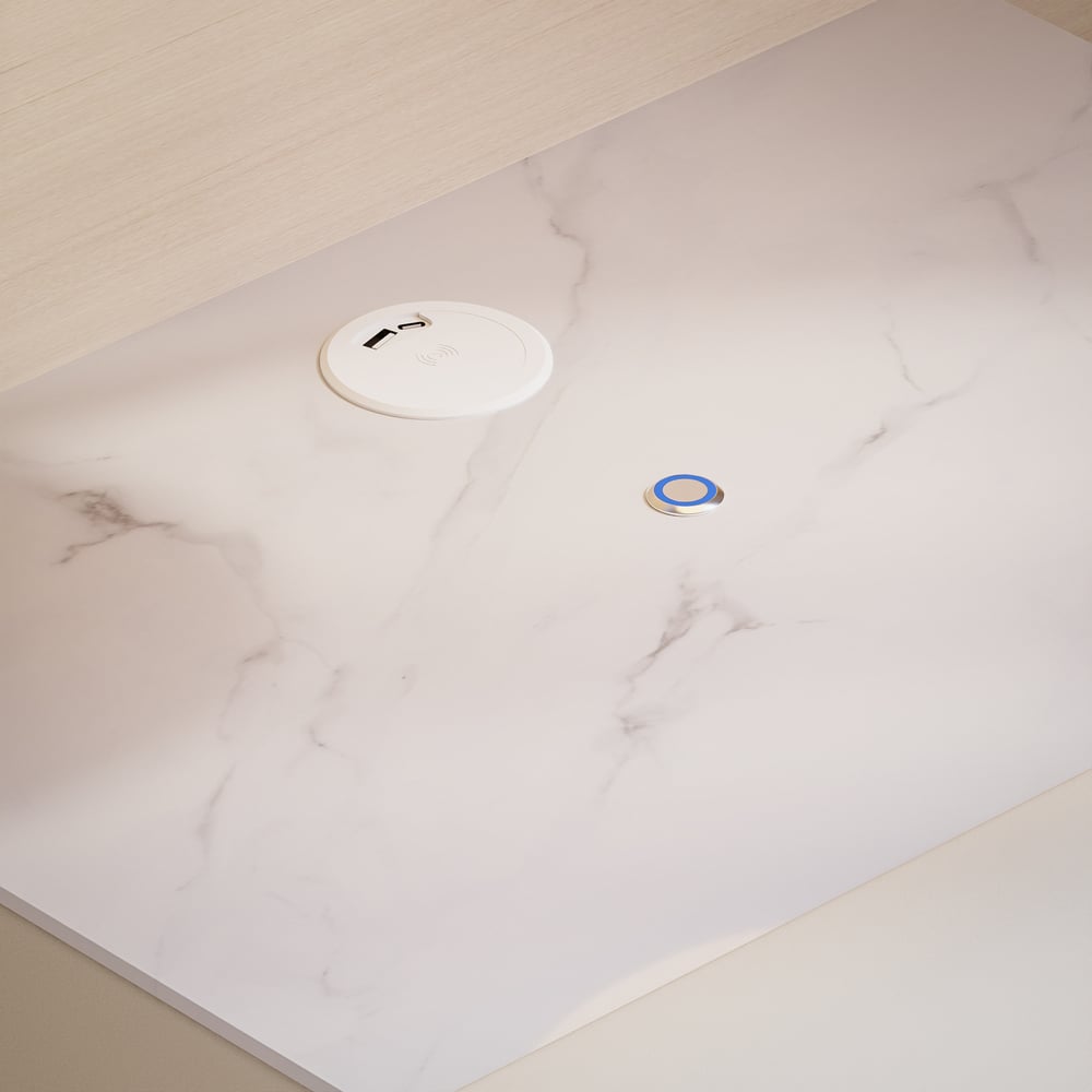 Humply Floating Leather 2-Drawer Smart LED Nightstand with Sintered Stone Top window image