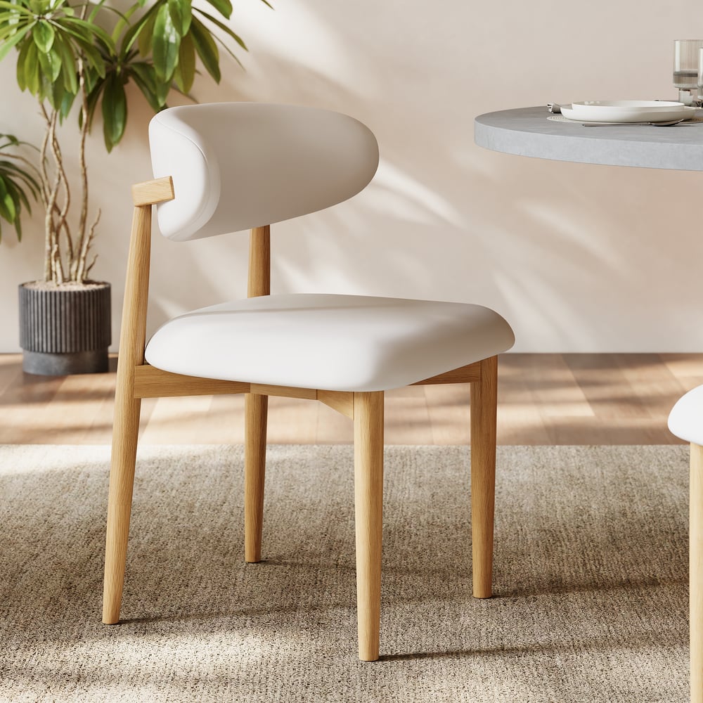 Modern PU Leather Dining Chair with Rubber Wood Legs, 1 Piece window image
