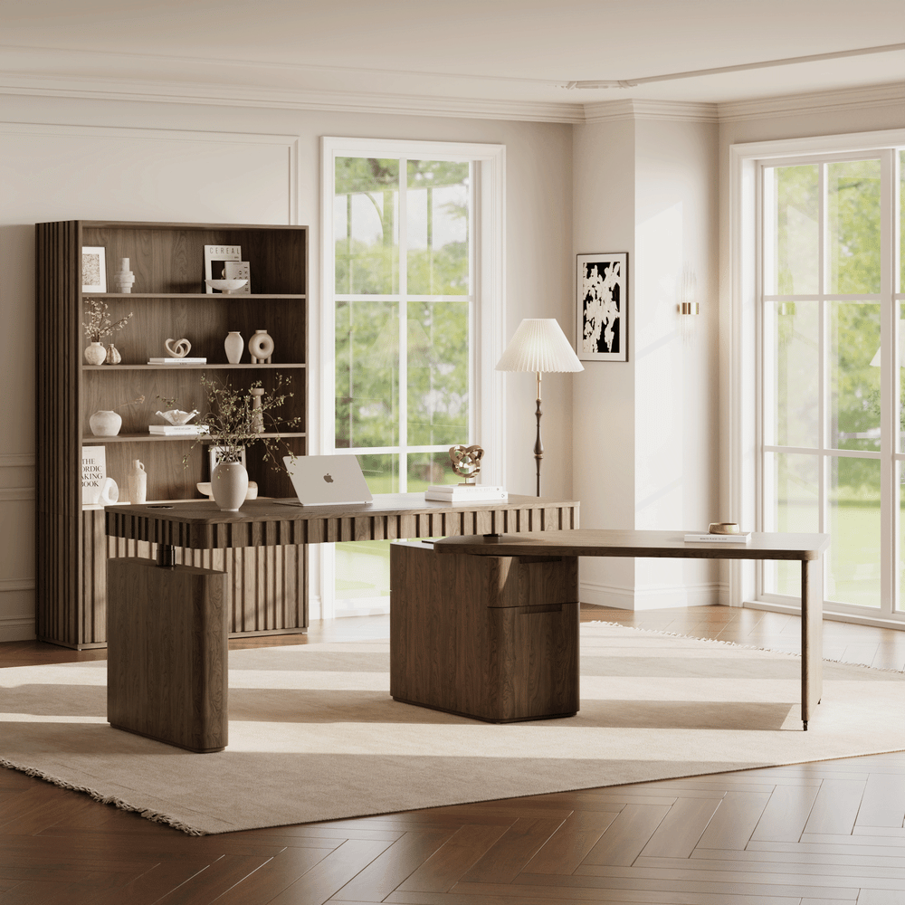 Aura 63" Smoked Brown 360-Degree Rotating Desk Electric Adjustable Standing Desk window image