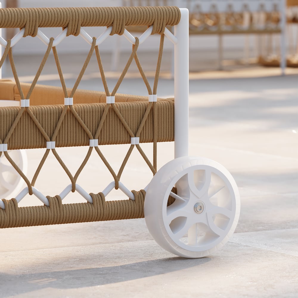 79.5" Ropipe Outdoor Rope-Woven Lounge Chair with Adjustable Backrest & Wheels window image