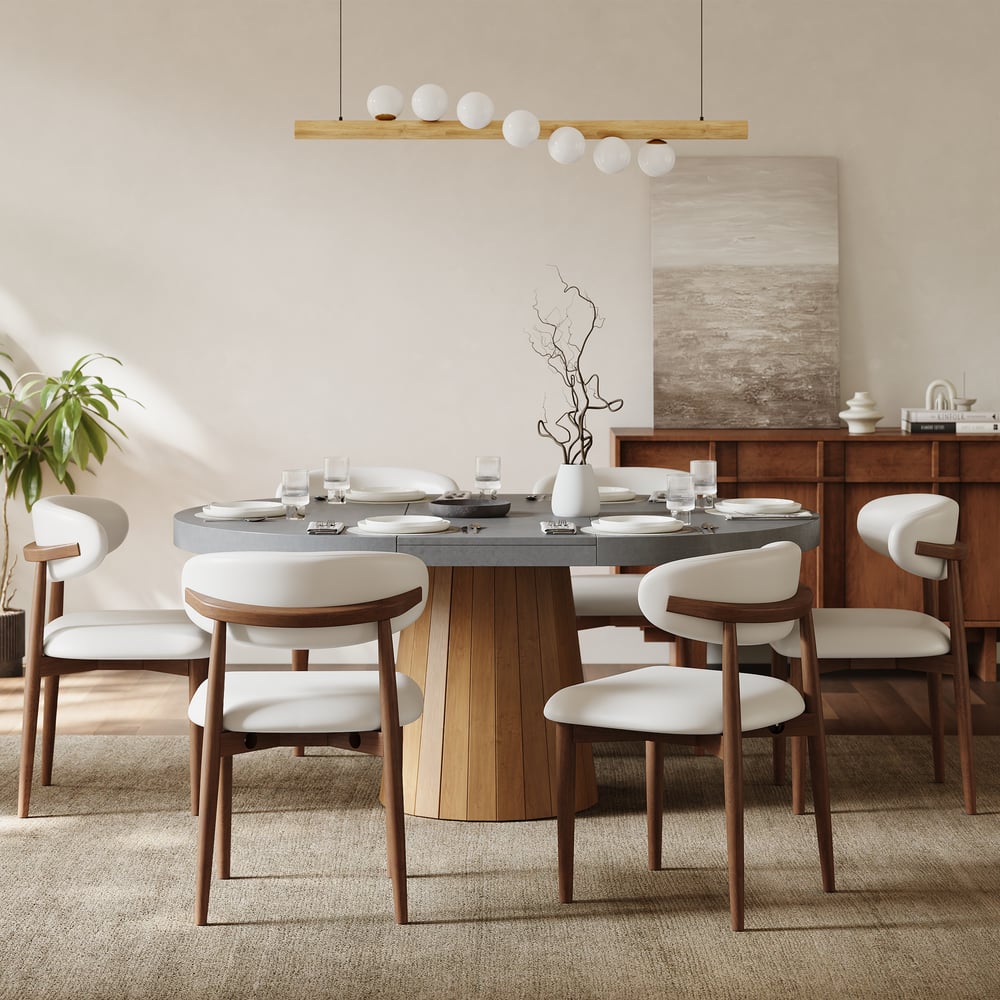 Modern PU Leather Dining Chair with Rubber Wood Legs window image