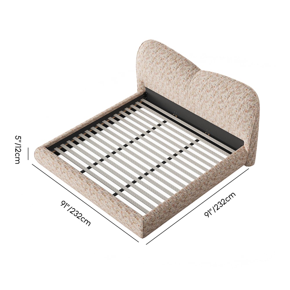 Modern King Size Chenille Upholstered Cloud Bed weights dimensions image
