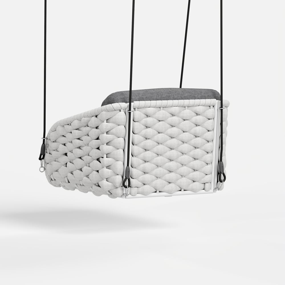 Cocaro Outdoor Rope Weave Aluminum Swing Chair with Cushion for 1 in Gray window image