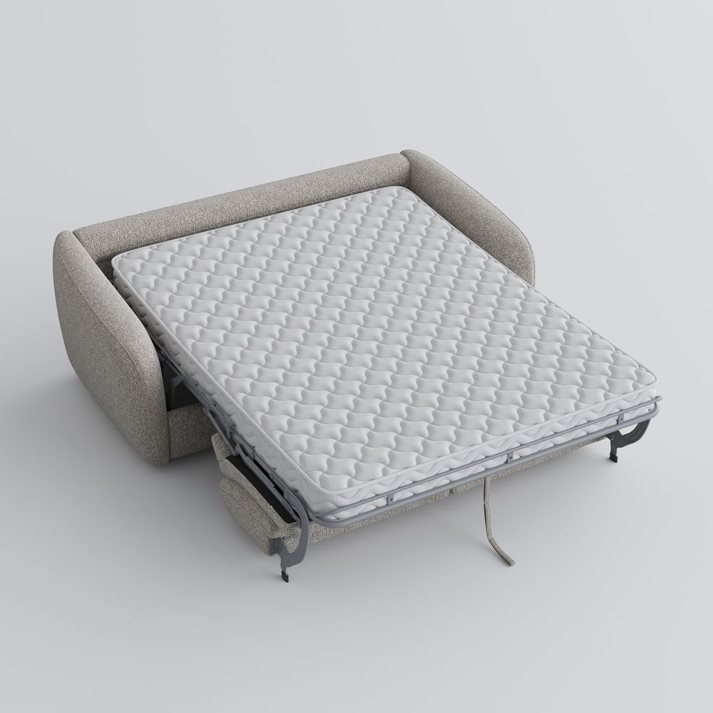Sofá-cama de chenille com desempenho moderno Imagem da janela