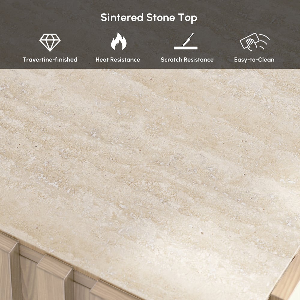 Aura Ash Wood Fluted Washwhite Side Table with Sintered Stone Top window image