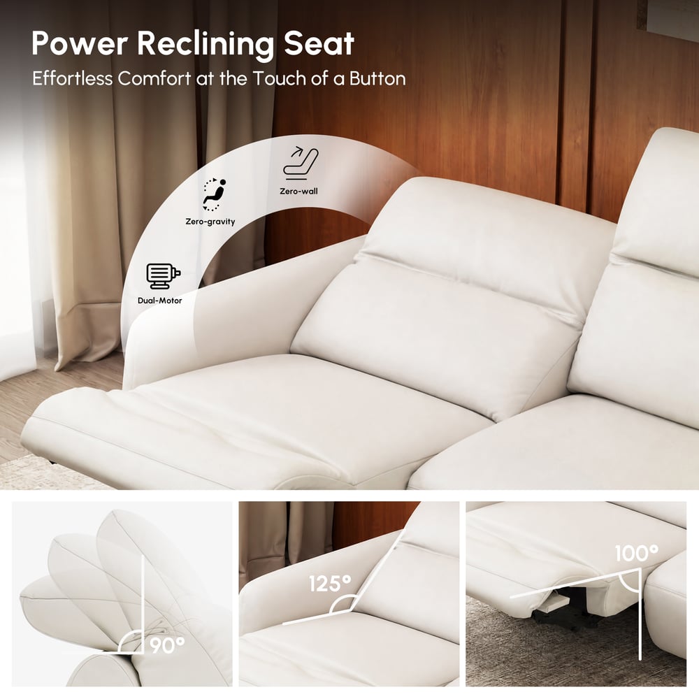 85" Genuine Leather Power Reclining Sofa with Adjustable Headrest window image