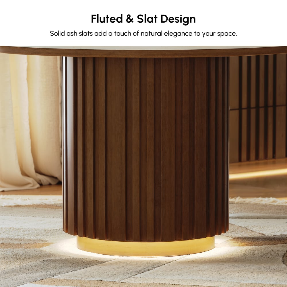 Aura 47" Faux Travertine Round Dining Table with Sintered Stone Top, Seats 4 window image