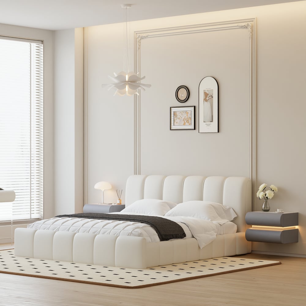 Humply Floating Leather 2-Drawer Smart LED Nightstand with Sintered Stone Top window image