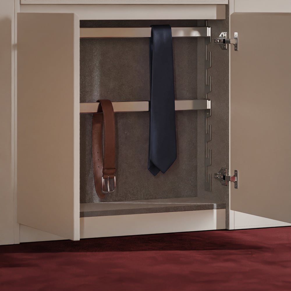 Selvo Saddle Leather Glass Top Closet Island with Storage, Light and Jewelry Display window image