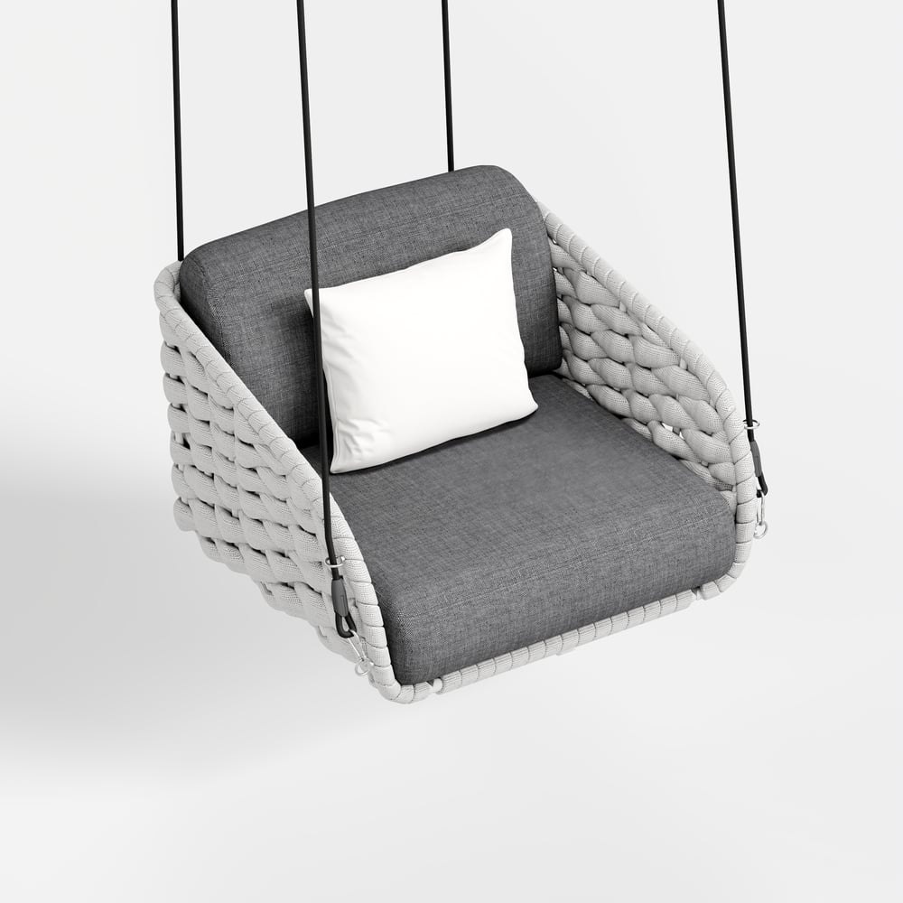 Cocaro Outdoor Rope Weave Aluminum Swing Chair with Cushion for 1 in Gray window image