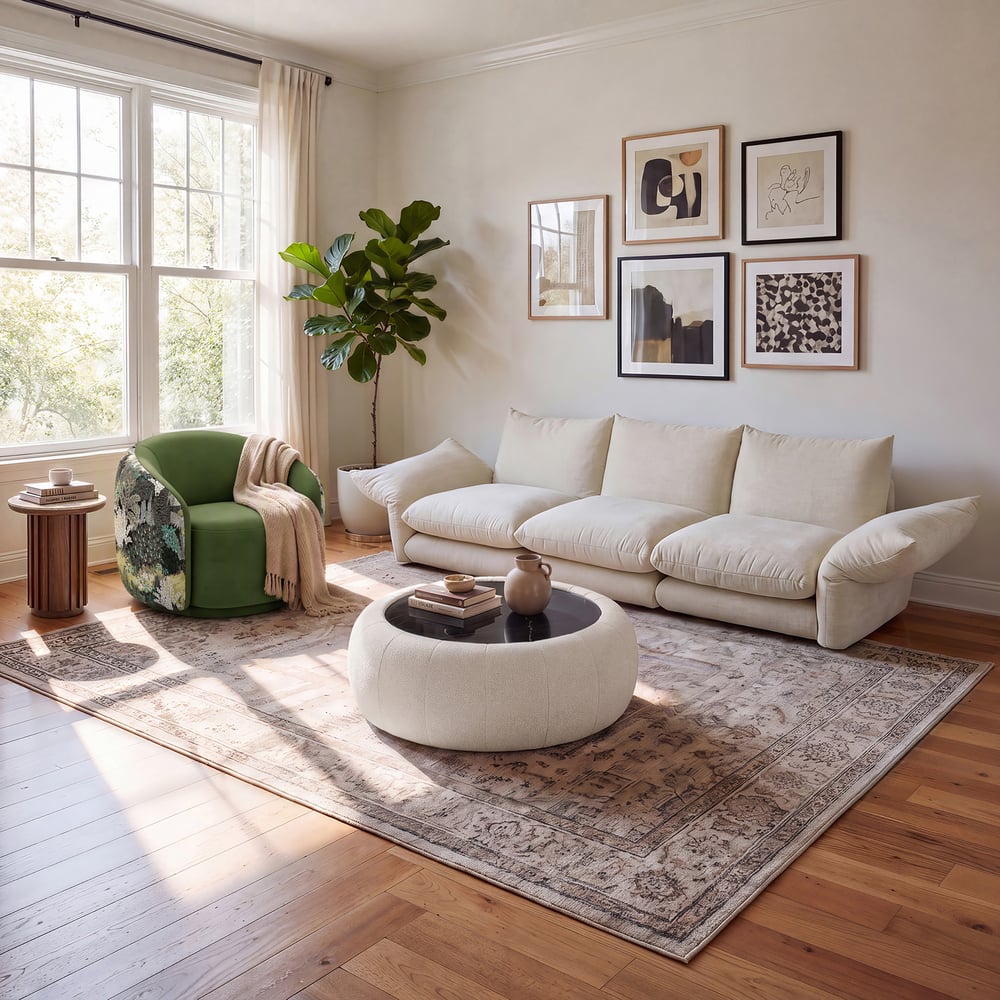 Performance Velvet 360° Swivel Barrel Accent Chair window image
