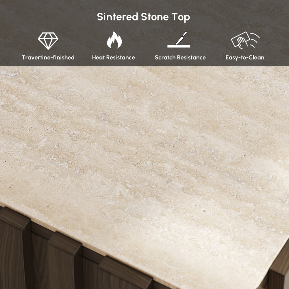 Aura Ash Wood Fluted Side Table with Sintered Stone Top window image