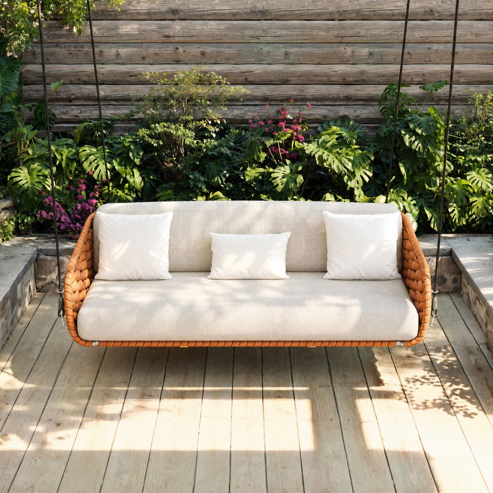 Cocaro 2-Seater Woven Performance Outdoor Swing with Plush Cushioning window image