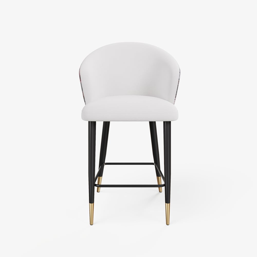 Modern White Velvet Counter Stool with Upholstered, 1 Piece window image