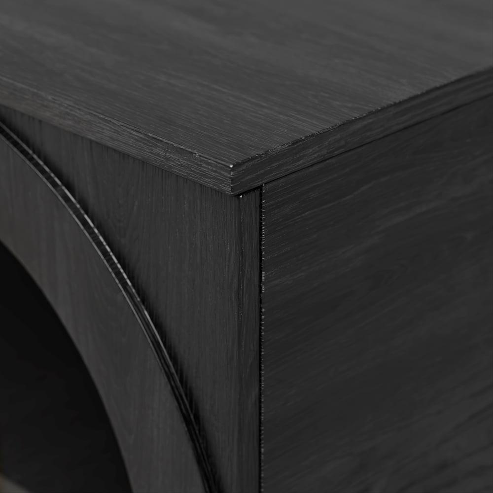 Arune 80" Arched Glass Doors TV Stand with Electric Fireplace & Remote Control window image